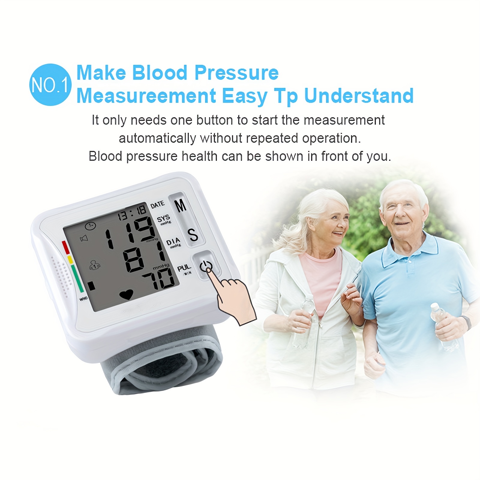 Blood Pressure Machine Wrist Bp Monitor Large Lcd Display - Temu