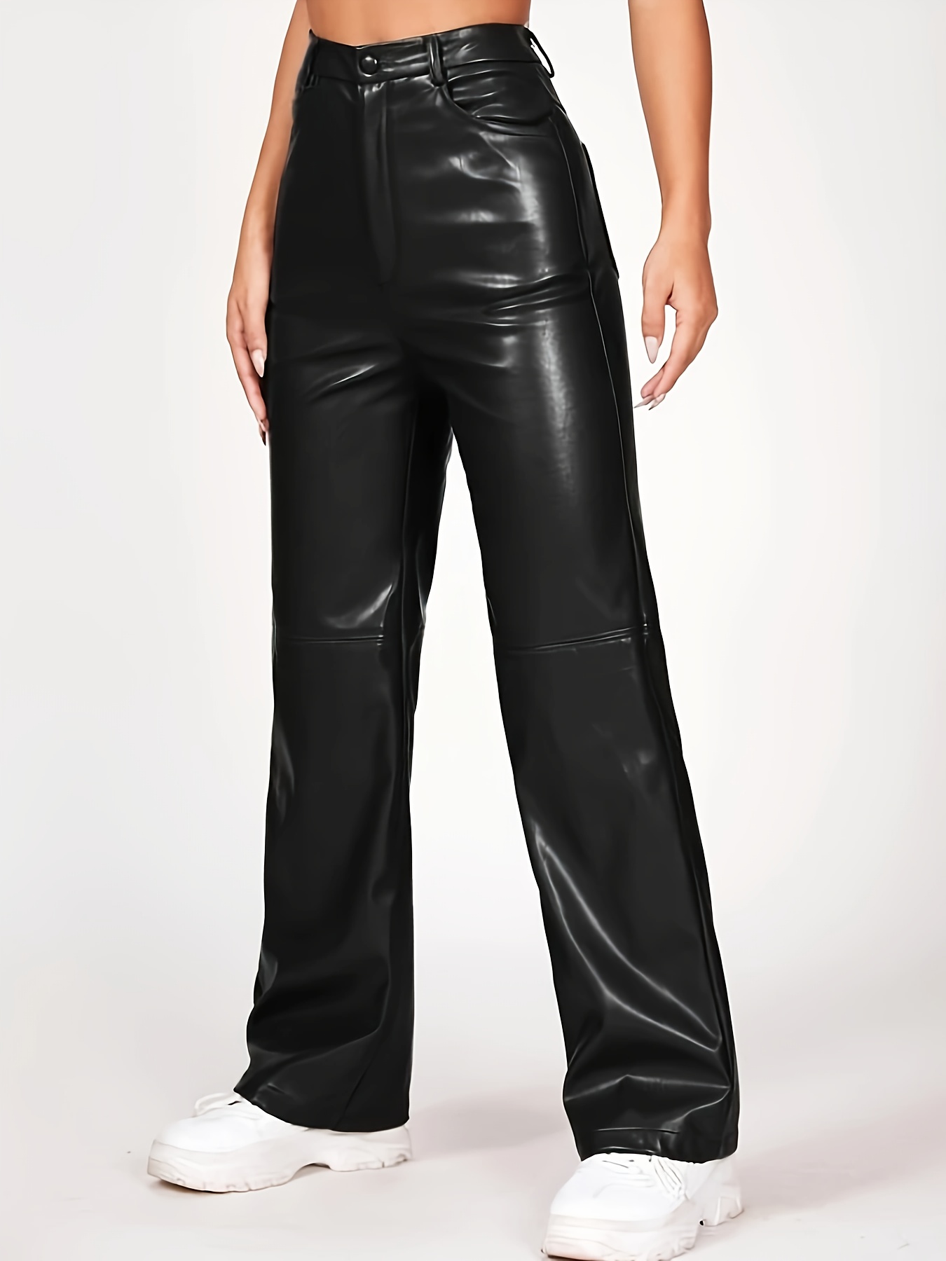 TZLDN Womens Faux Leather Pants High Waist Straight Wide Leg Black Leather  Trousers Night Out Pants : : Clothing, Shoes & Accessories