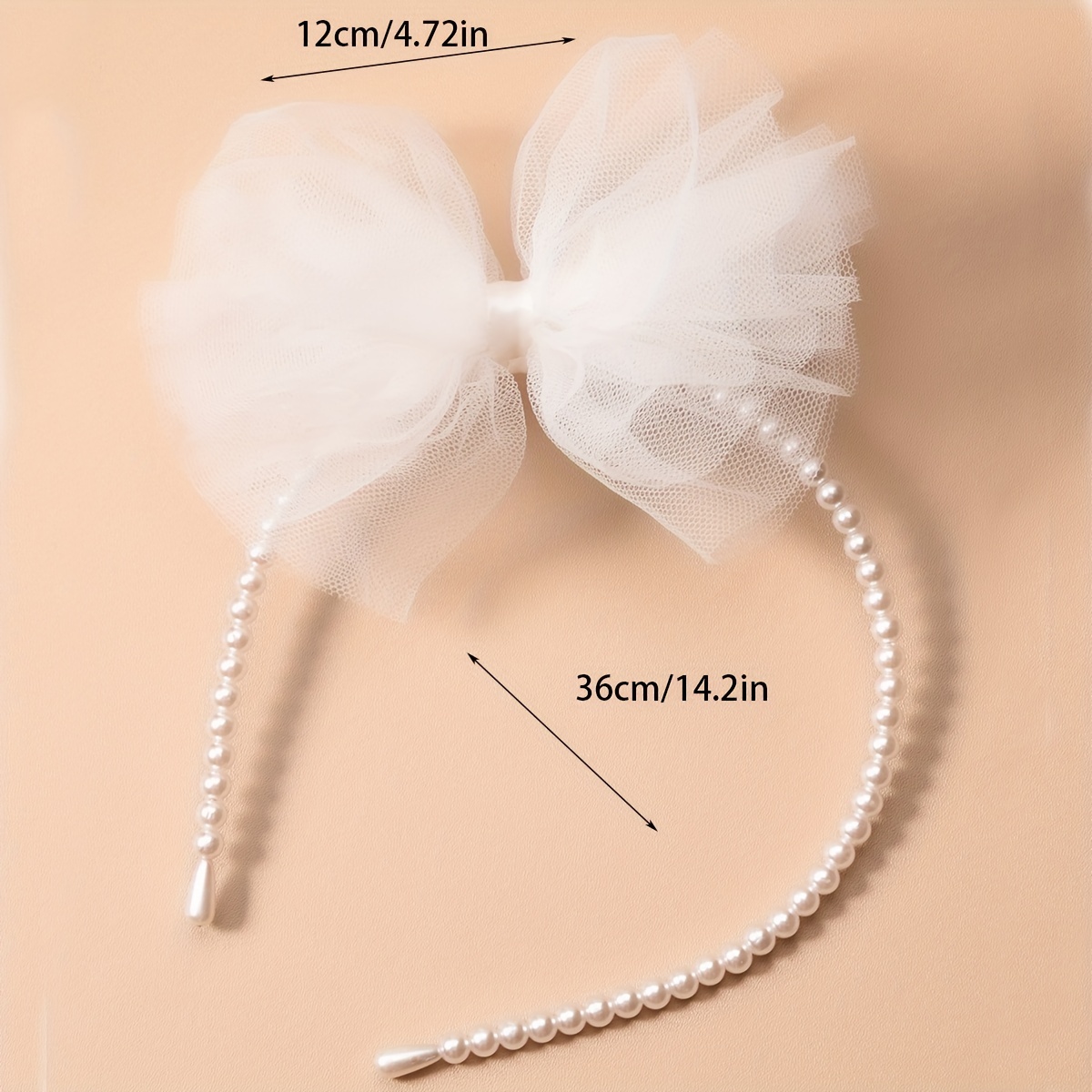 Children's Imitation Pearl Ribbon Headband, Hair Band, Cute Elegant Princess Style Mesh Hair Hoop, Girls Bow Headdress Birthday Party Decors,Temu