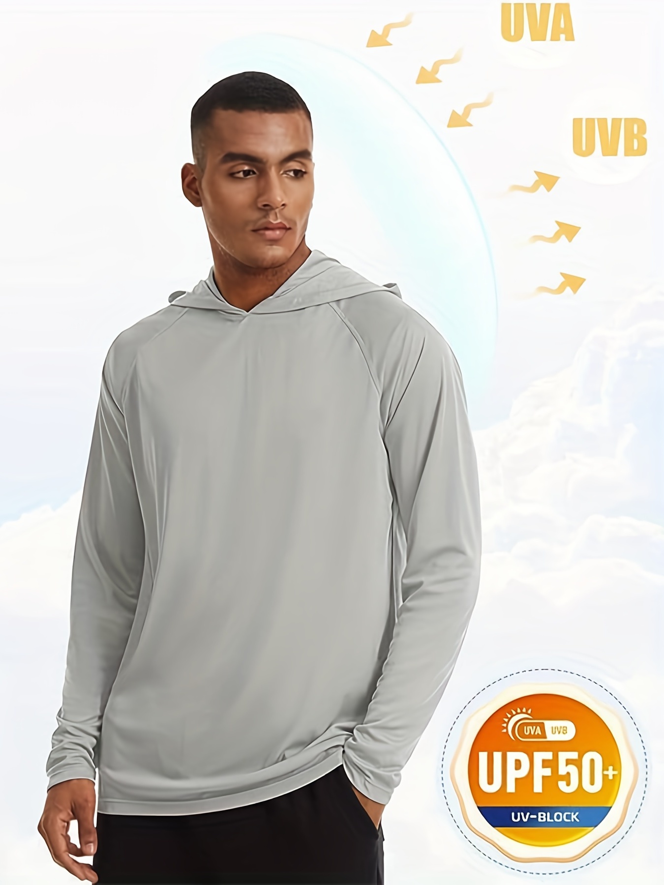 Camiseta Protección Solar Sólida Hombre Informal Upf50 + - Temu