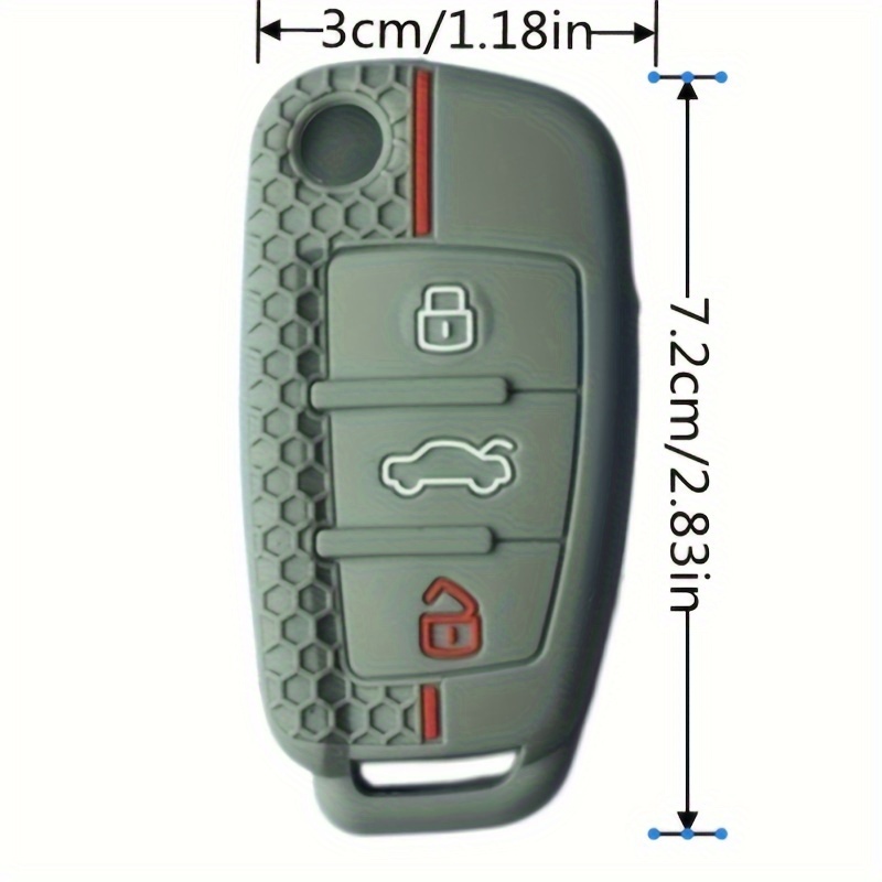 ERMWALR Cover completa per chiave auto Audi con portachiavi, custodia  protettiva in silicone a 3 pulsanti adatta per Audi A1 A3 A4 A6 A8 Quattro  Q2 Q3