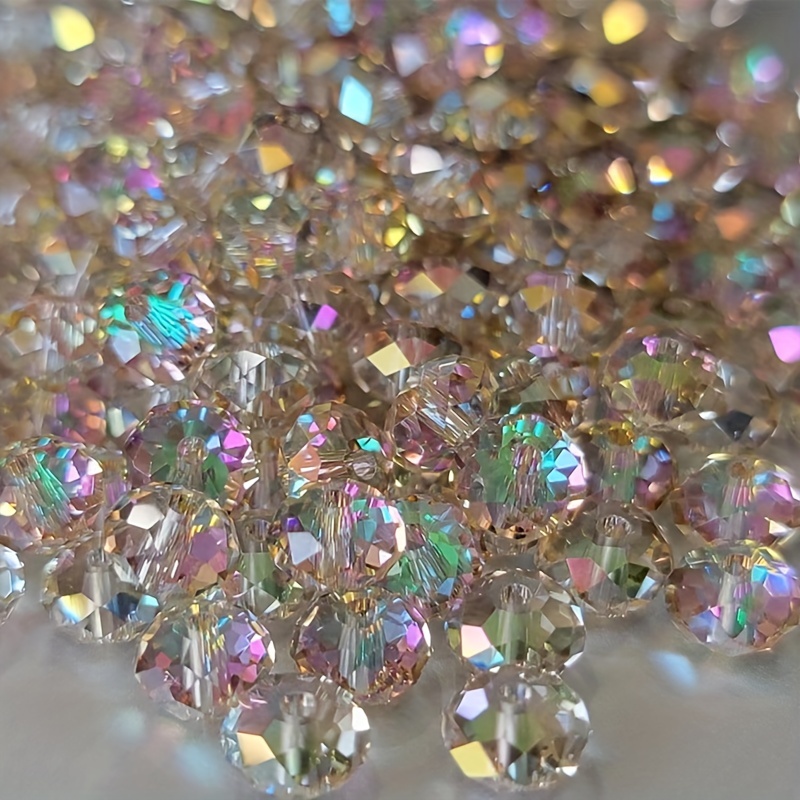 

240/173/130pcs 4/6/8mm Shiny Glass Imitation Crystal Beads Faceted Car Wheel Shaped Flat Beads For Jewelry Making Diy Bracelet Necklace Clothing Decors Supplies