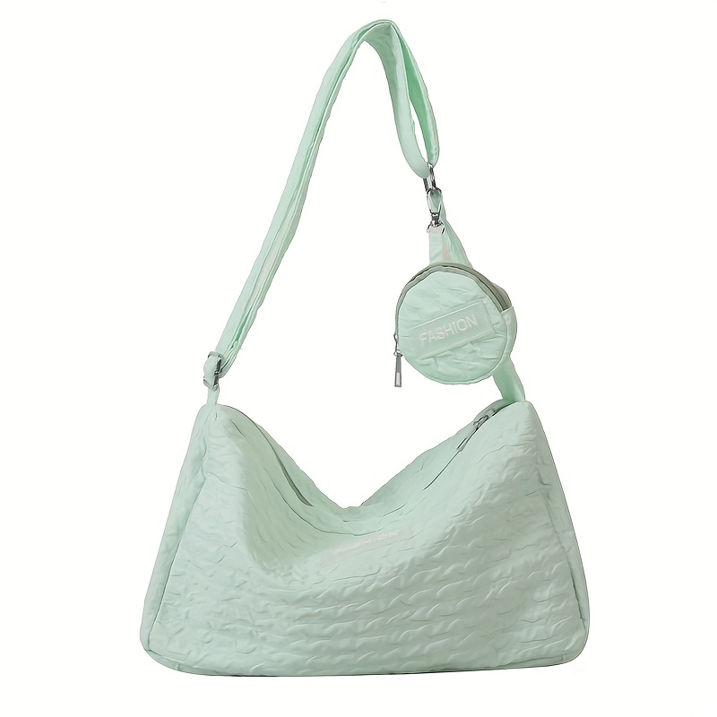 Solid Shoulder Bag Ruched Bag With Mini Round Wallet