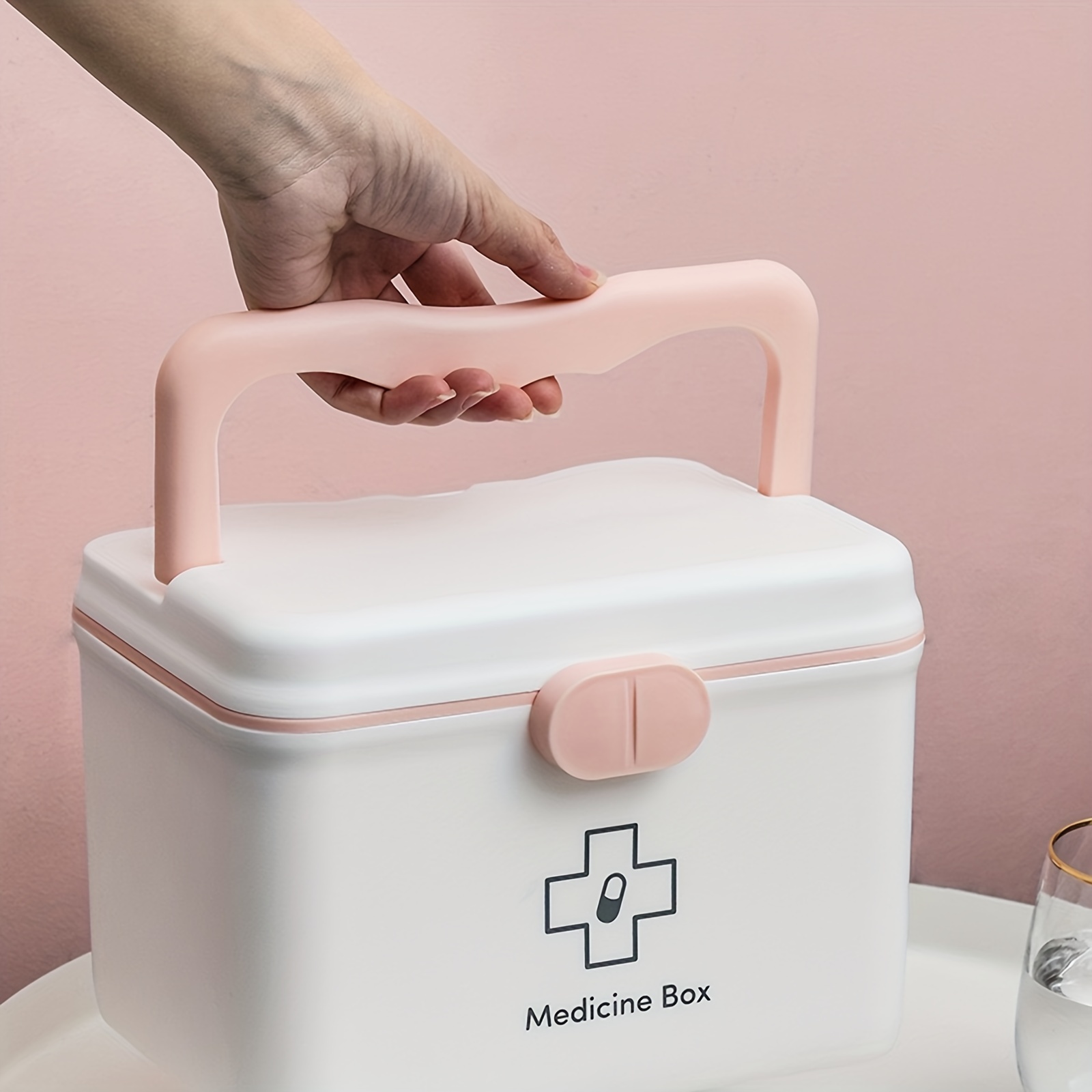 Small Double-layer Home Medical Box For Storage, With Handle, Big Capacity,  Suitable For Child, Cute Design