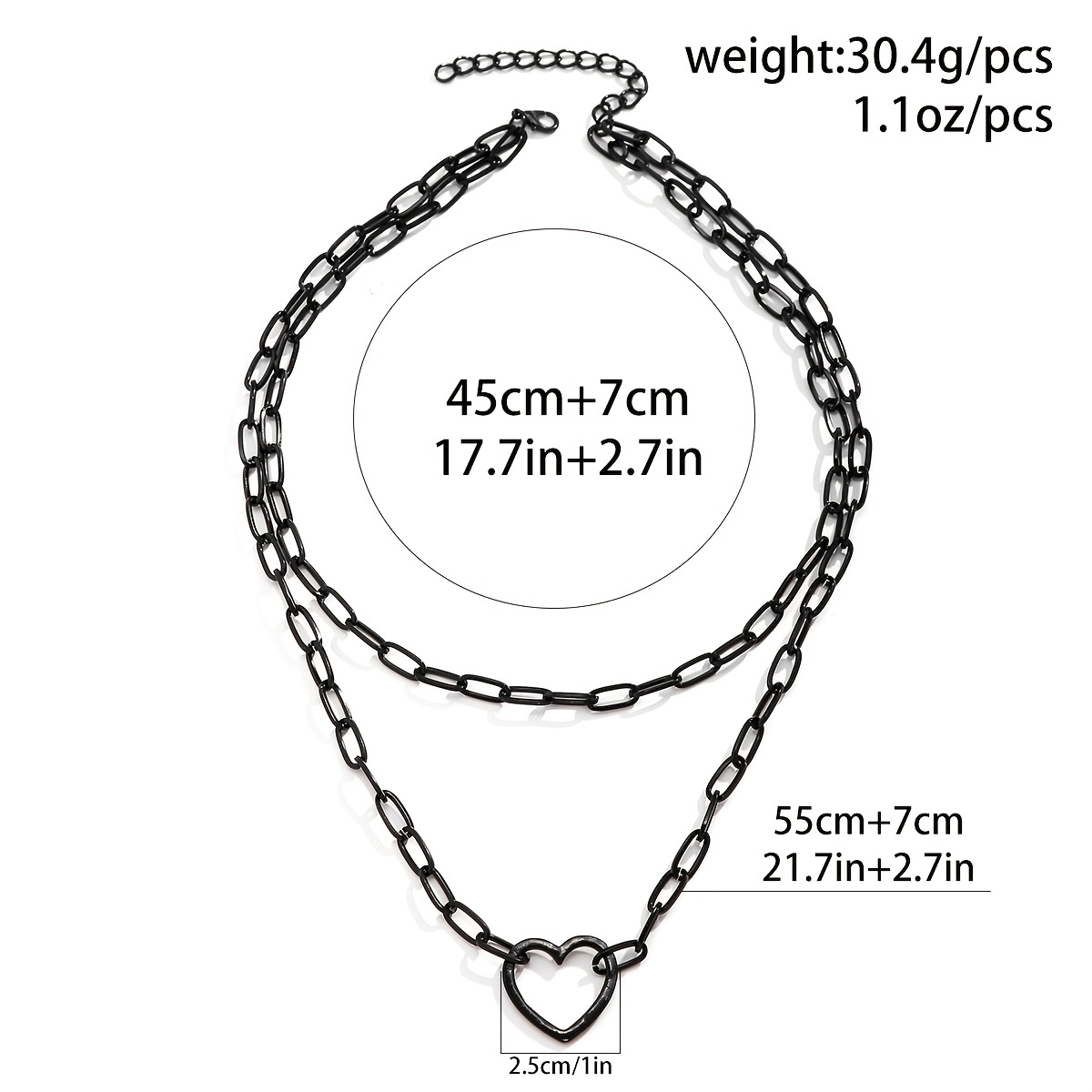 Punk Hollow Heart Clavicle Chain Necklace Multilayer Gothic Accessories