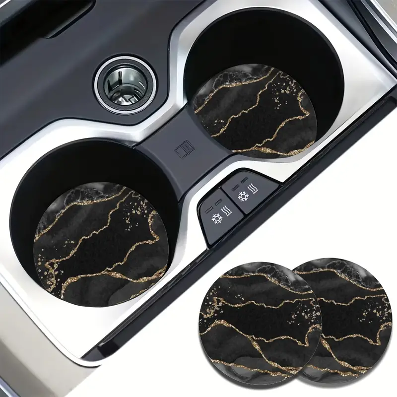 2pcs Marmor Muster Absorbent Car Cup Holder Coaster Matten - Auto