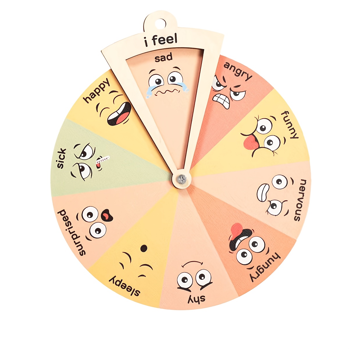

1pc Wood Emotional Compass, Wooden Feelings Wheels Mood Wheel, Turn It Around, Express Emotions Intelligently, Manage Emotions, Wood Craft