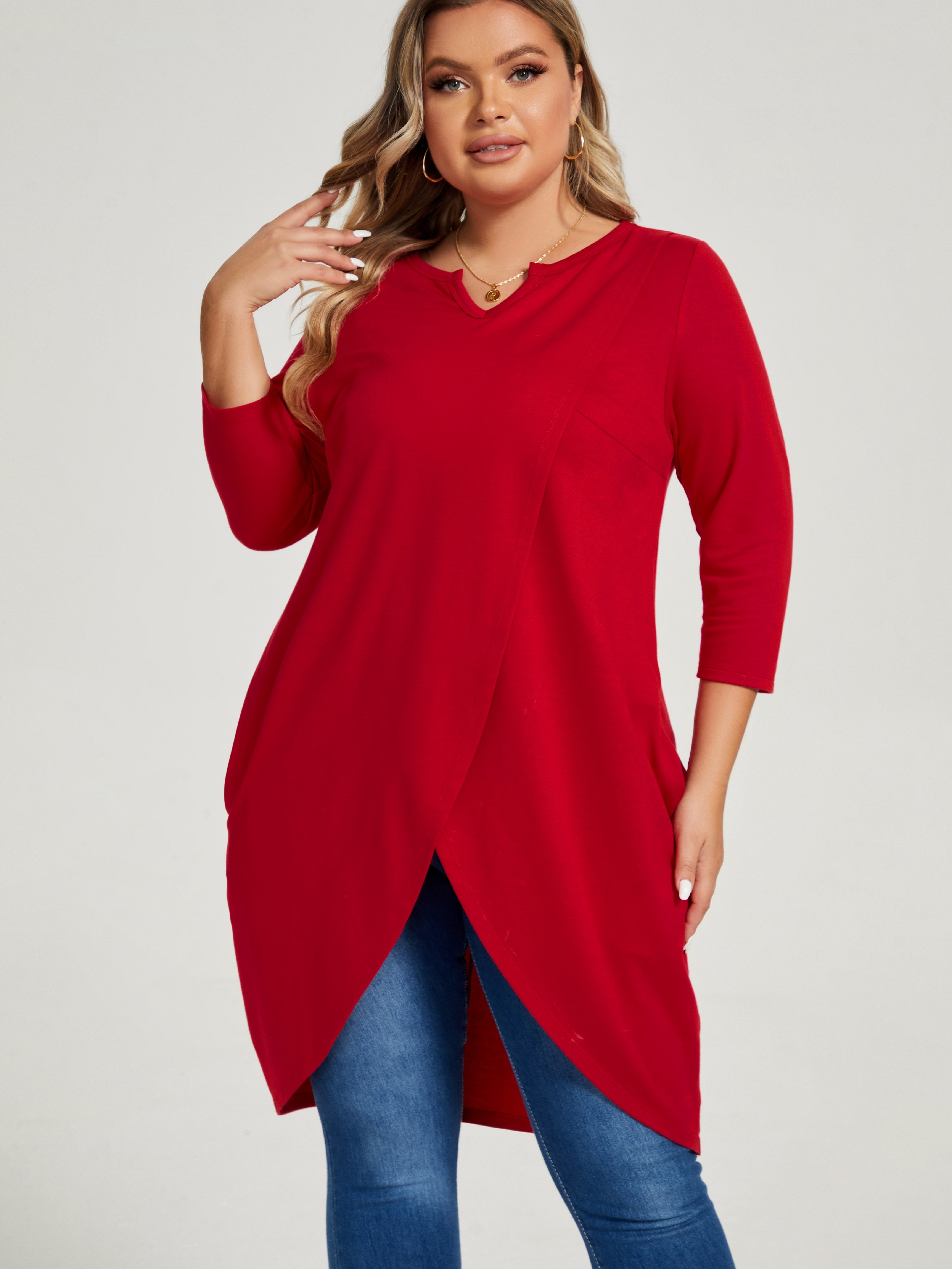 TIANZHU Women's Plus Size Dressy Tops Sexy Wrap Shirt Short Sleeve Tunic  Top V Neck Low Cut Cute Blouse : : Clothing, Shoes & Accessories