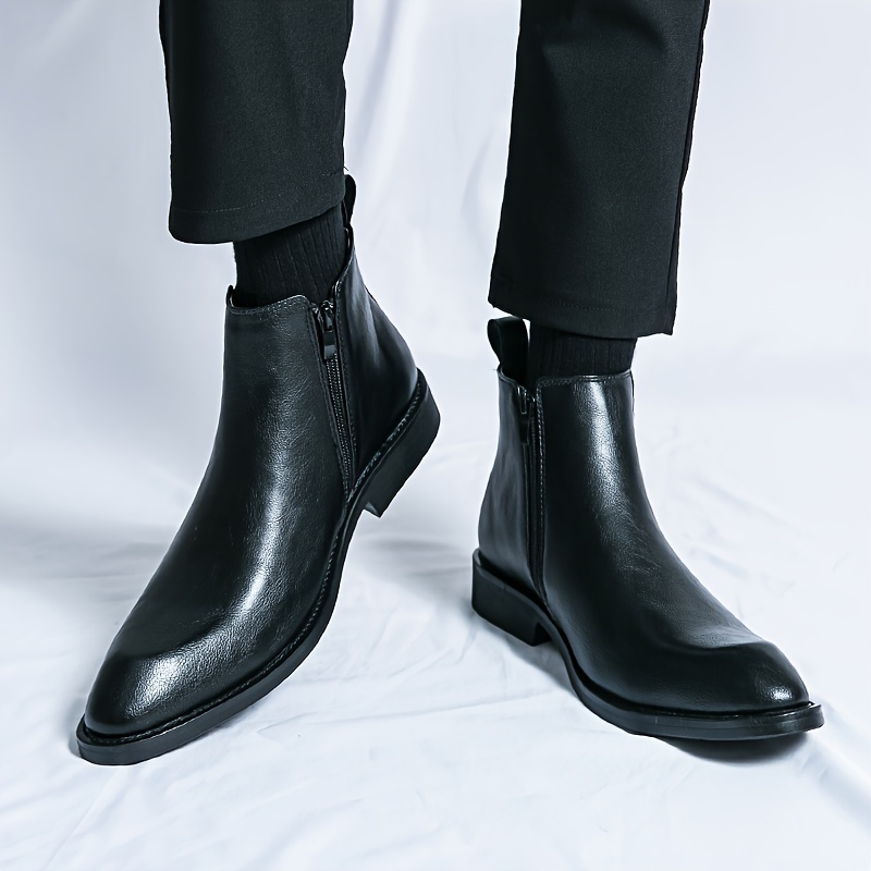 Men's Chelsea Boots, High-top Slip-on Shoes With Side For Business Office, Spring And Autumn - Temu Australia