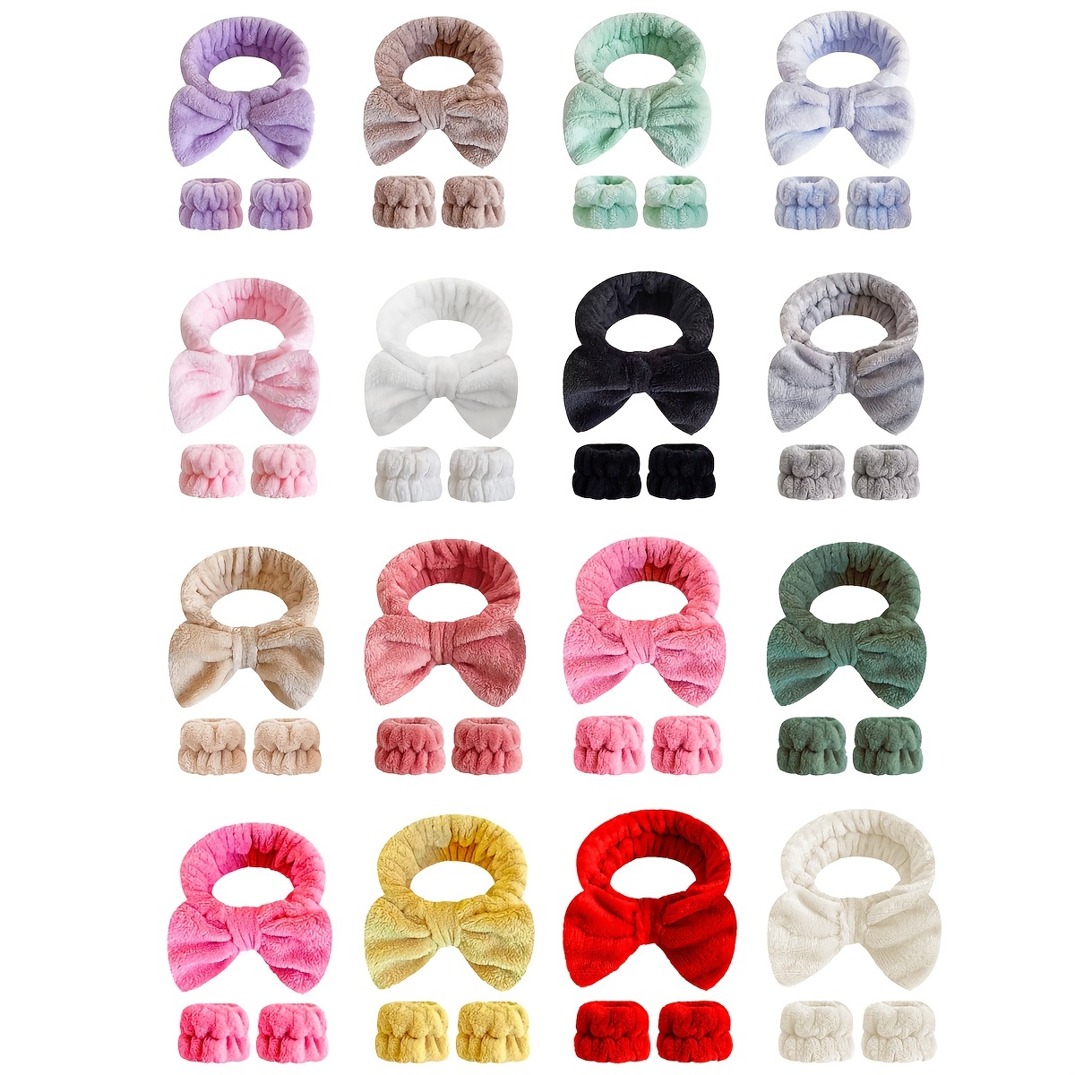 

3pc/set Macaron Wrist Band Elastic Cute Bowknot Decorative Head Band Water Absorbent Head Hoop For Face Washing Spa Skin Care Makeup