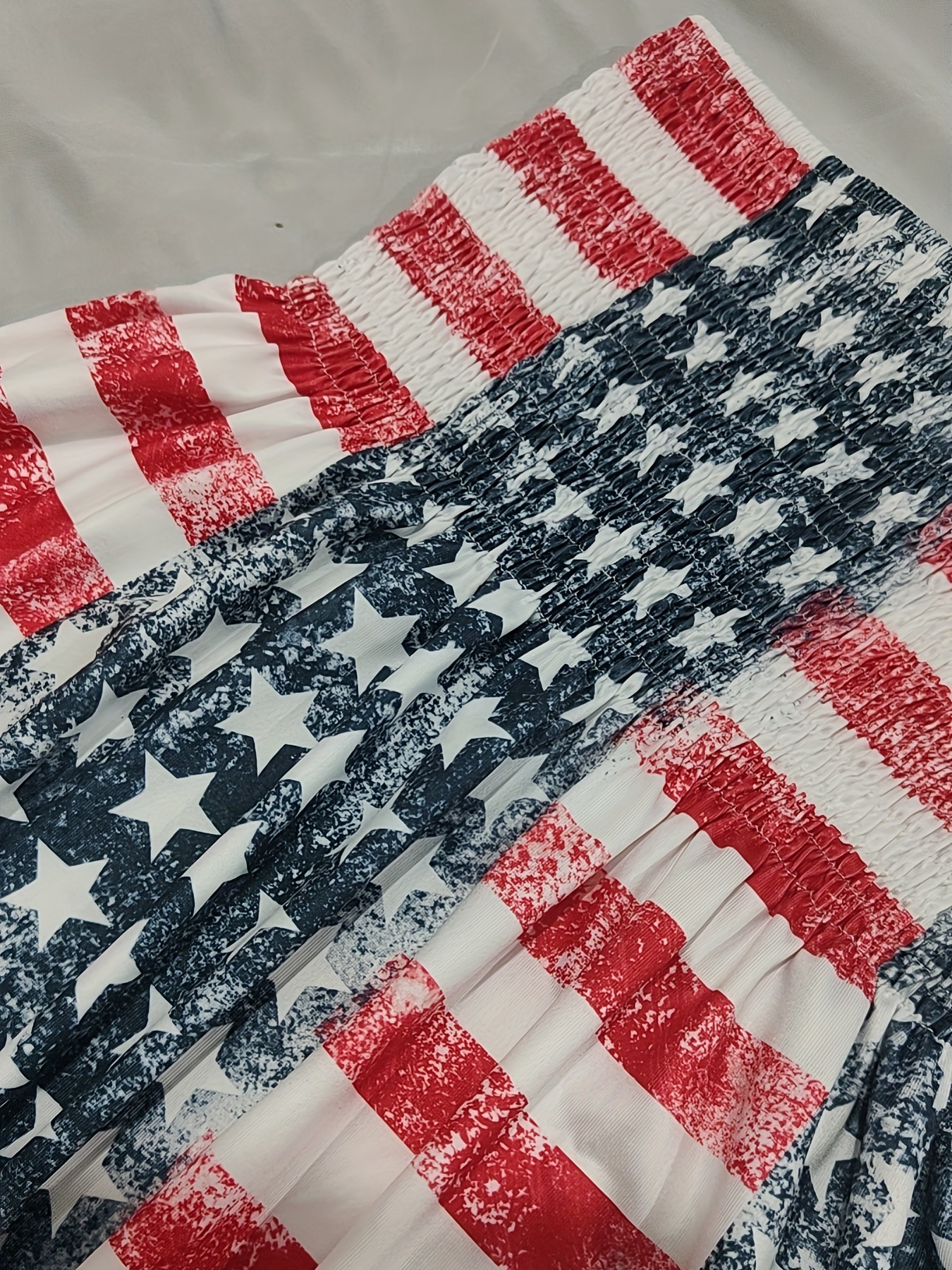 Star & Stripe Print Shirred Tube Top Bandeau Top for Summer