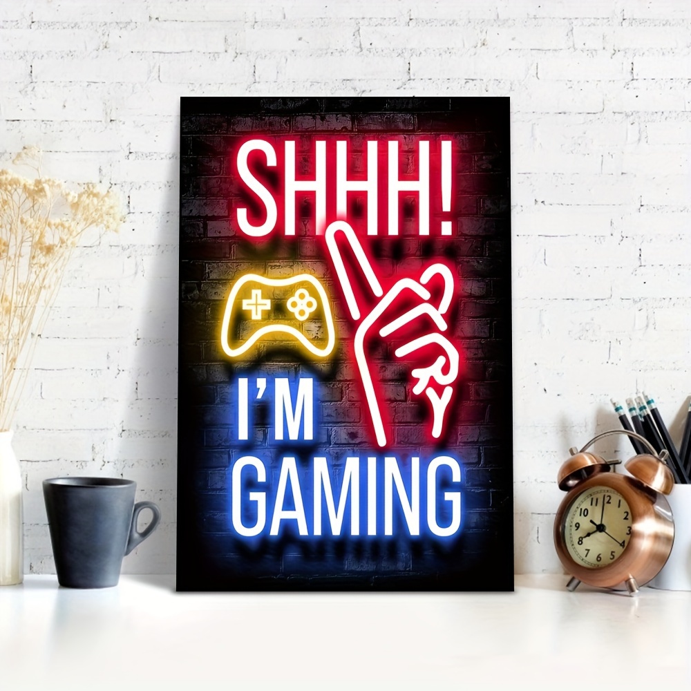 1pc neon game poster vibrant canvas painting for electronic sports room game hall and boys bedroom perfect wall decor for gamers details 3