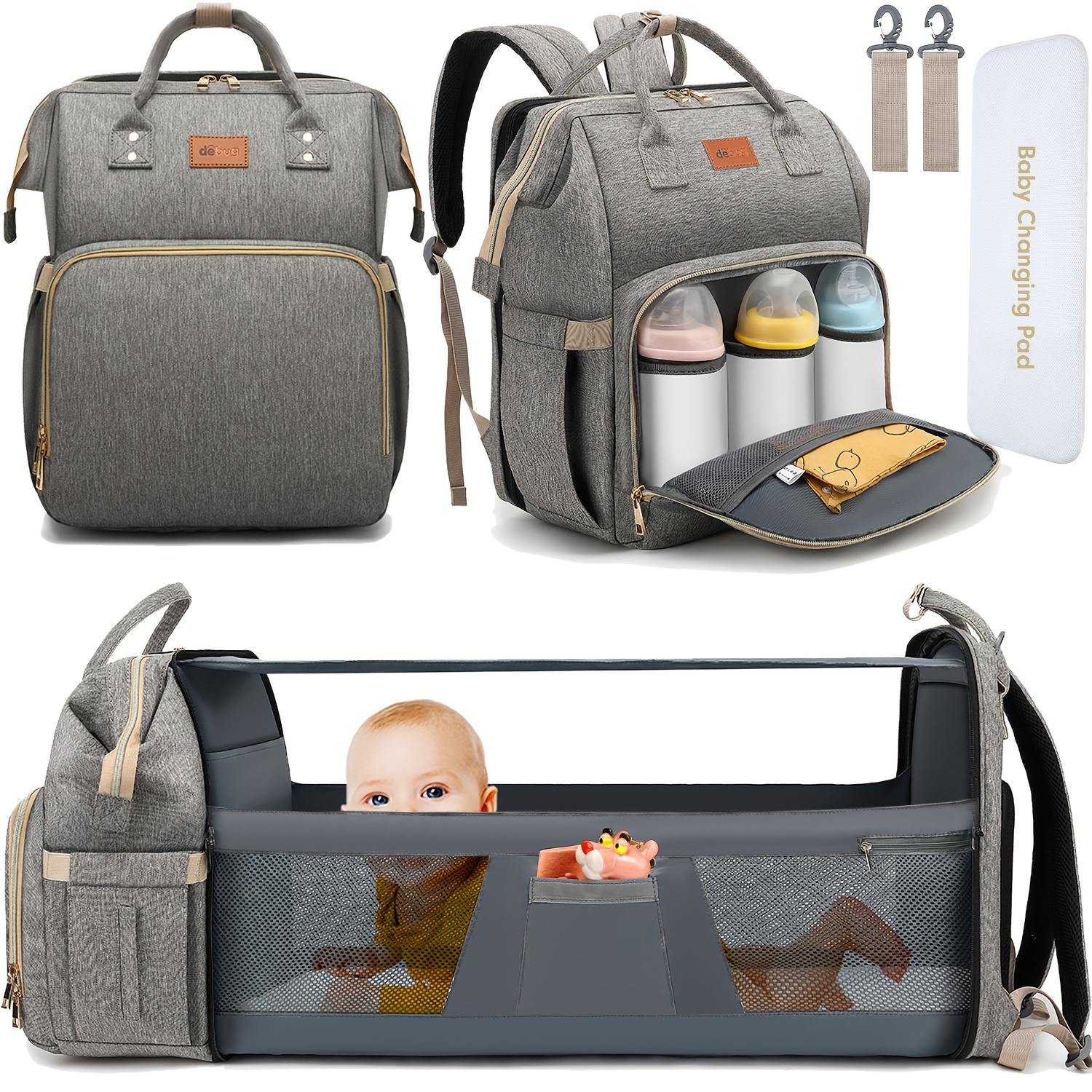 Baby Diaper Bag Backpack with Changing Station - Waterproof, Large 30L  Capacity for Boy, Girl, Mom, Dad - Travel Baby Bag with Stroller Straps