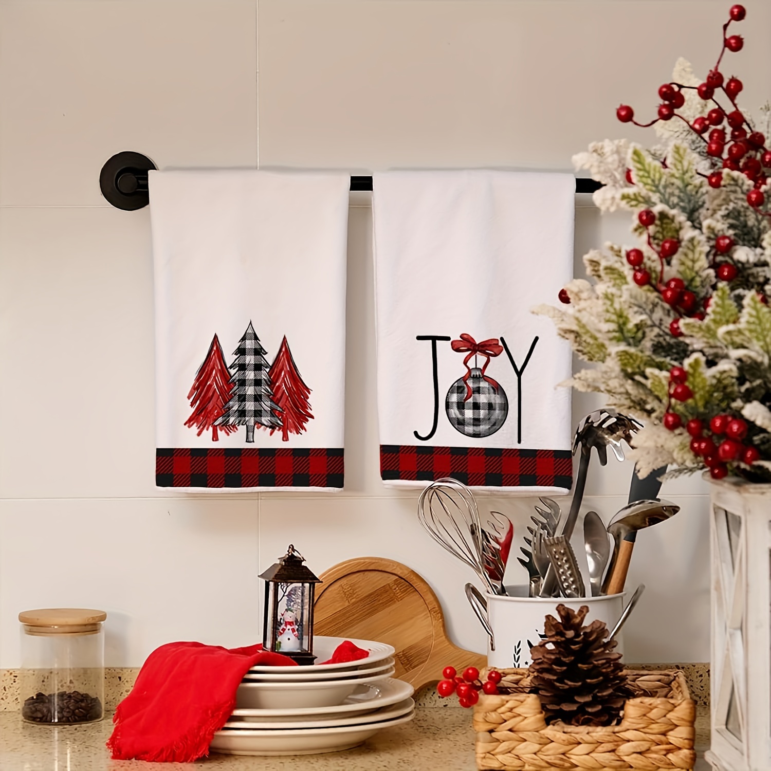 Durable Christmas Kitchen Dishcloth Towel Decorative Quick-drying Christmas  Cute Snowman Dish Cloth Hand Towel Kitchen Cleaning