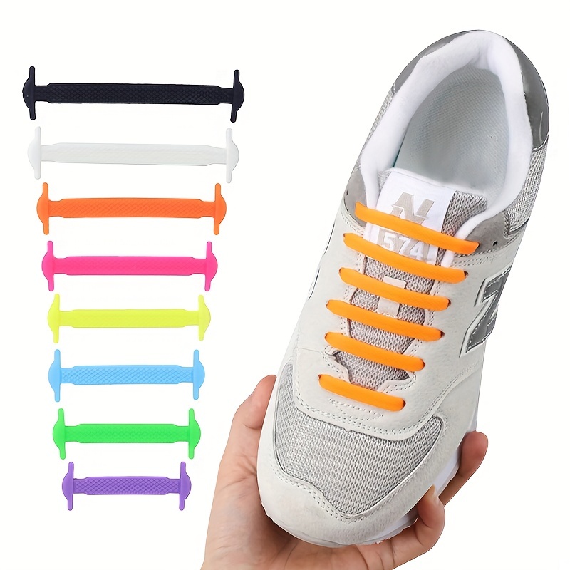 Orange Stretchy Tieless Silicone Elastic Shoelaces