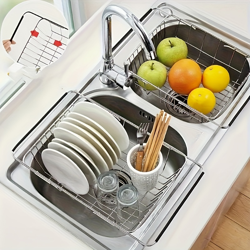 Stretch Dish Rack, Multi-function Dry Dish Rack, Rust-proof Kitchen Dry  Dish Rack, Drain Board And Cutlery Rack, Dry Dish Rack, Large Capacity  Kitchen Counter, Aesthetic Room Decor, Home Decor, Kitchen Accessories,  Bathroom
