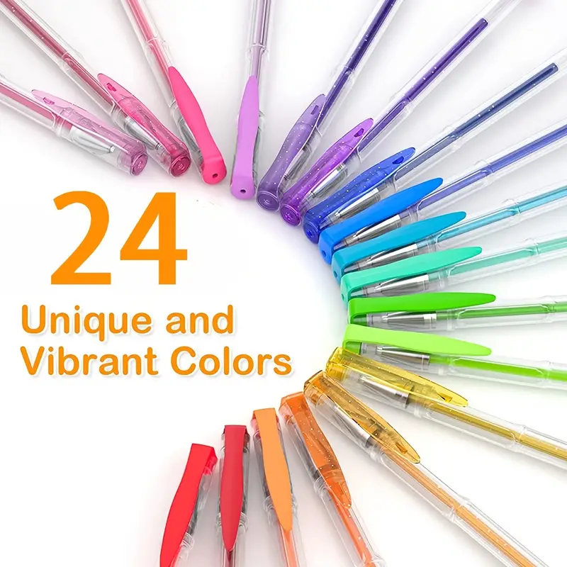 24 Unique Colors Gel Pens Gel Pens Set For Adult Coloring Books Colored Gel  Pen Fine Point Marker Great For Kids Adult Doodling Scrapbooking Drawing  Writing Sketching