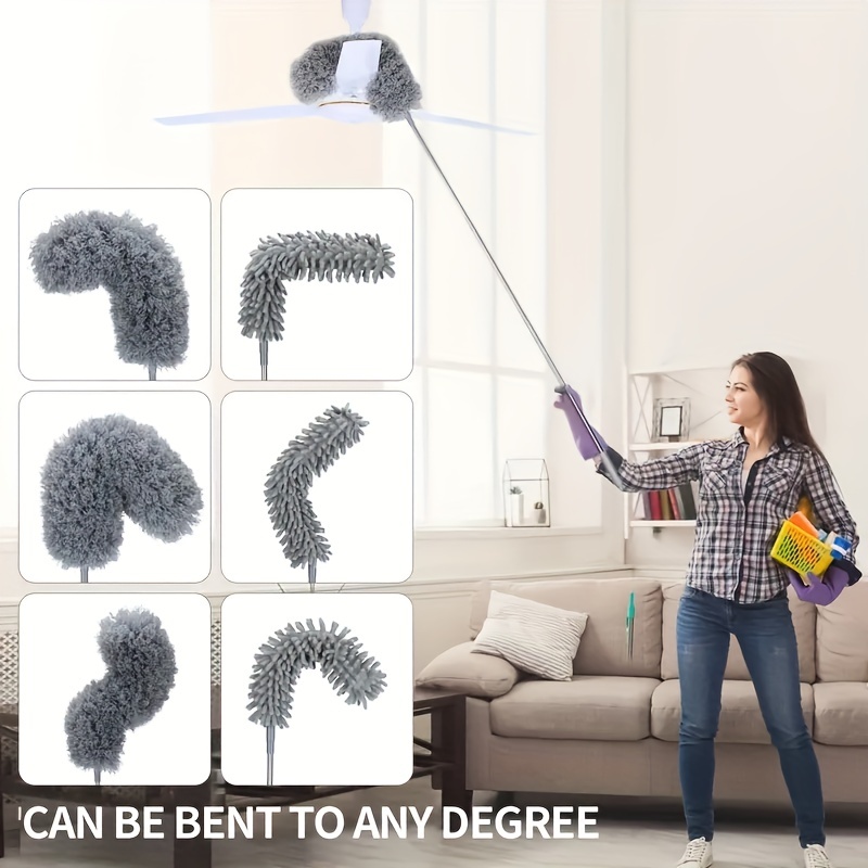 Flexible Microfiber Ceiling Fan Duster Bendable Removable Washable Brush  Head/
