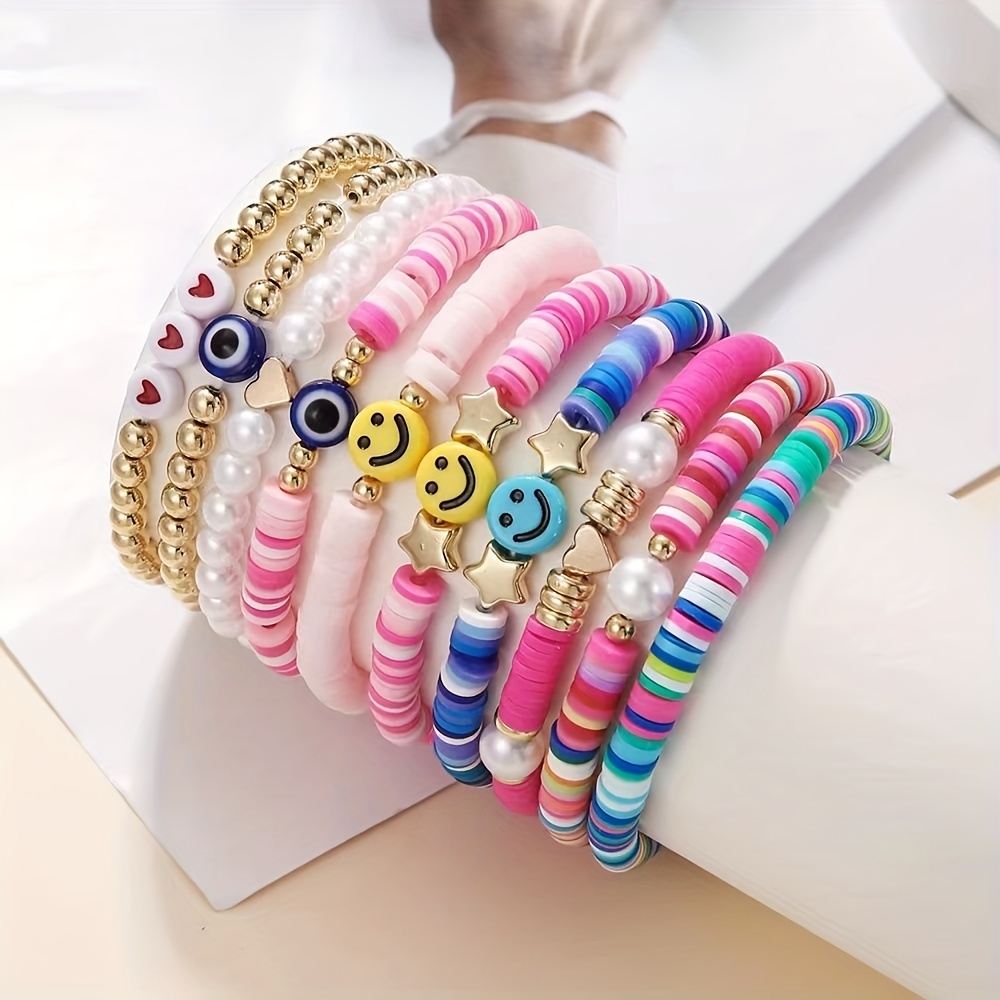 Multicolored Neon Beaded Stretch Bracelet / Neon Jewelry / Stacking Bracelet  / Unisex Bracelet / Fluorescent Jewelry / 90s Y2K Jewelry 