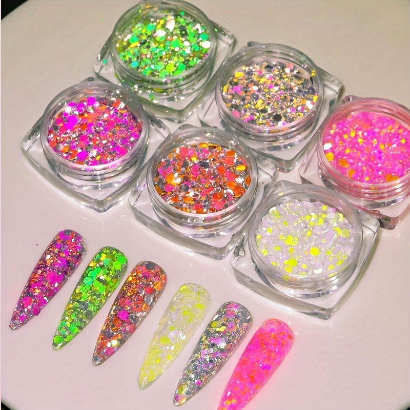 Laser Nail Glitter Sequins chunky Holographic Nail Flakes - Temu United  Arab Emirates