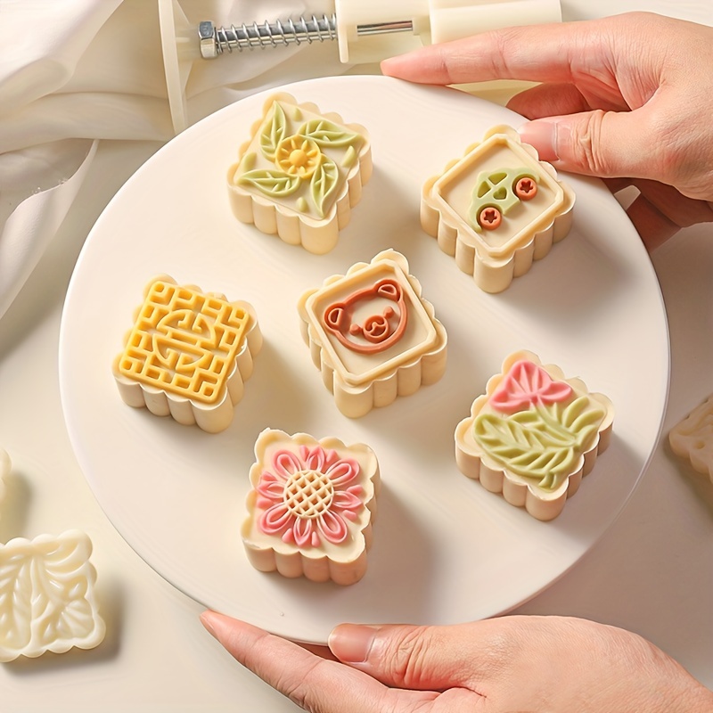 1-Set DIY Moon Cake Mold Kit Square Floral Animal Shapes, Easy-to-Use  Hand Press for Decorative Pastries *-Autumn