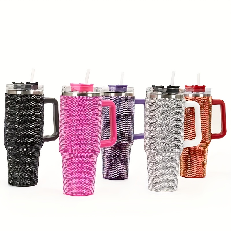 Studded Matte Cup Tumbler With Lid And Straw Bling Plastic - Temu