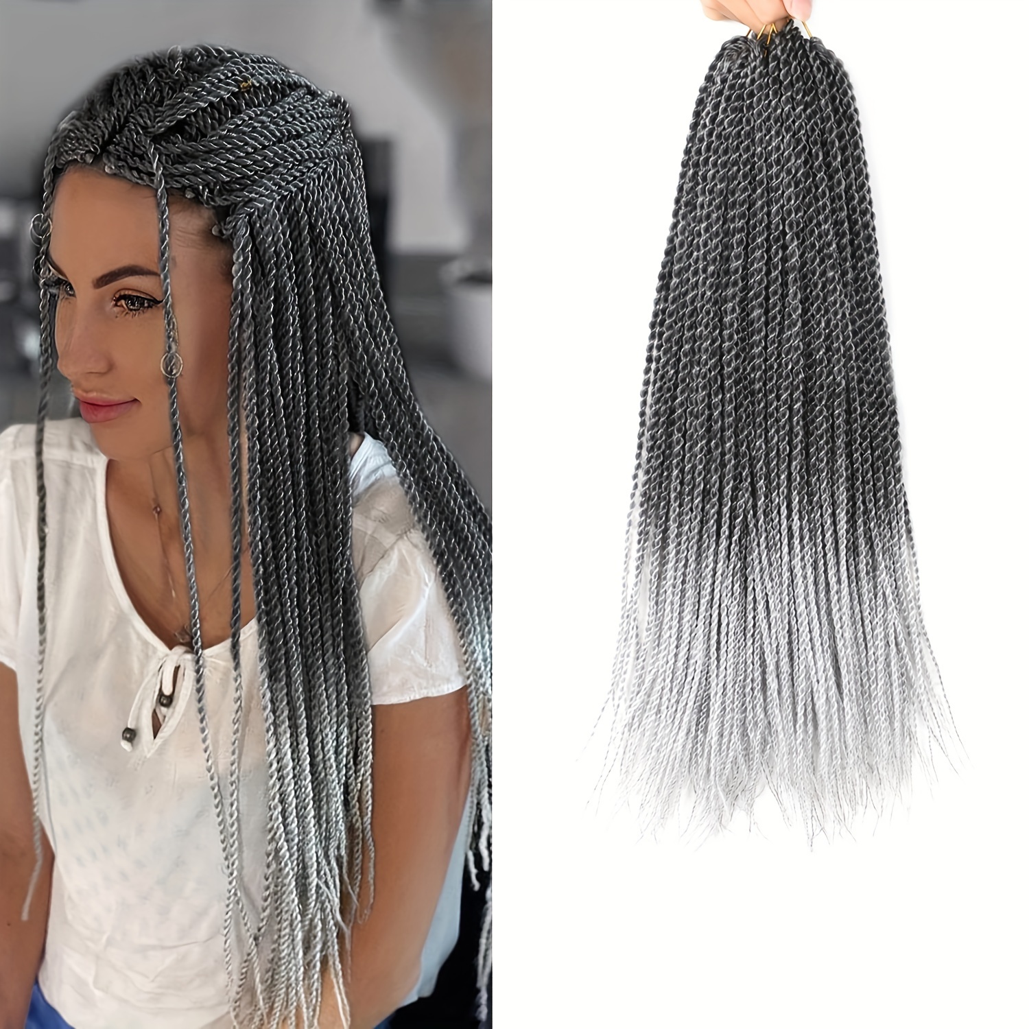  NAYOO Senegalese Twist Crochet Hair - 8 Packs 14 Inch Small Crochet  Hair, 30 Strands/Pack Crochet Braids Hair For Black Women, Crochet Twist  Hair Braiding Hot Water Setting(14 Inch, 1B/Gray) 
