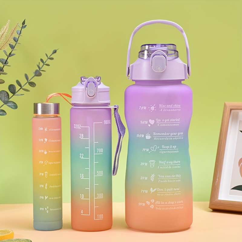 Gradient Water Bottle Set: Leakproof Straw equipped - Temu