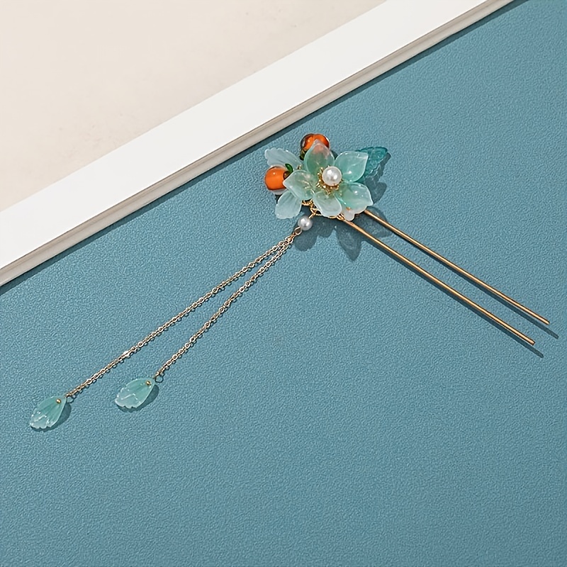 Blue Flower Hair Pins