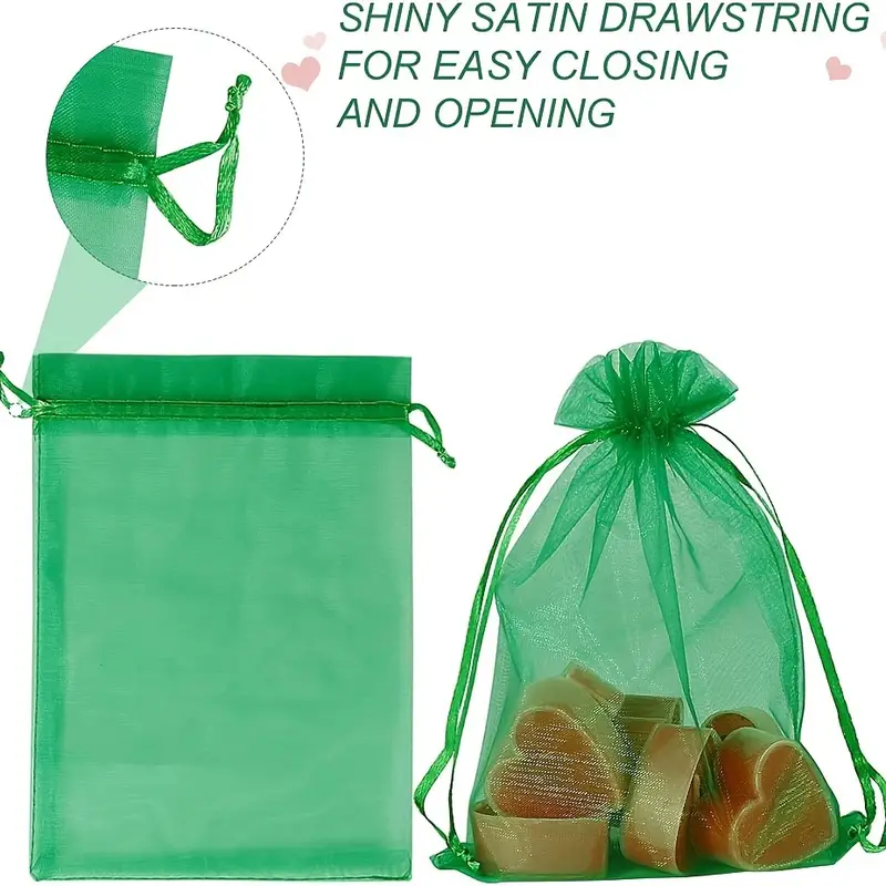 Olive Green Organza Drawstring Bags Perfect For Christmas - Temu