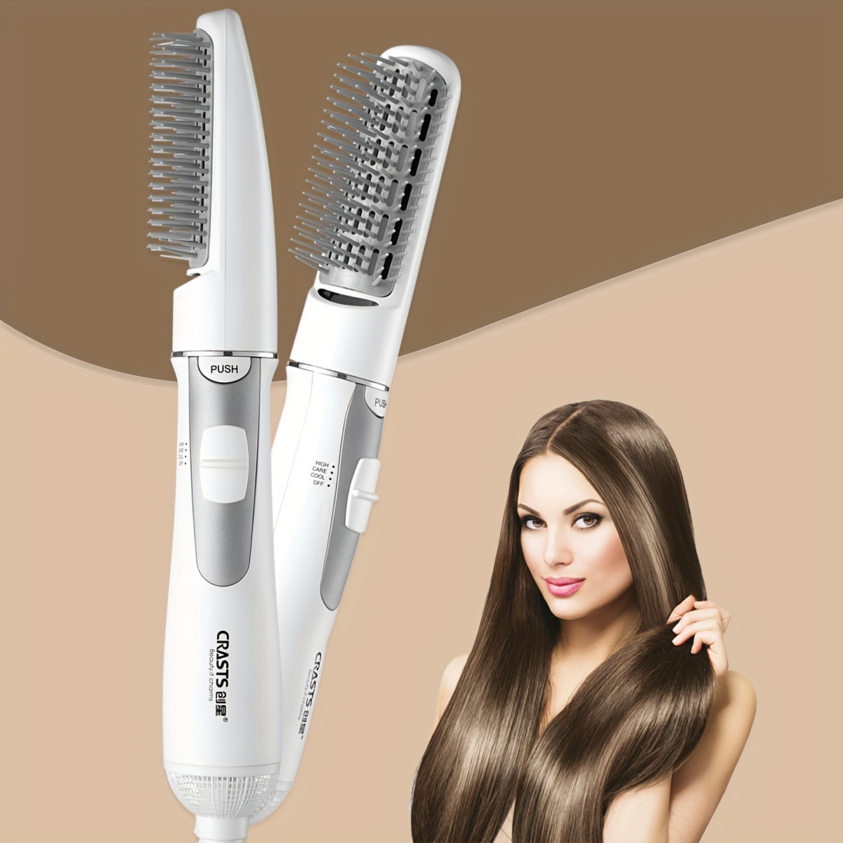 Brosse de sèche-cheveux 5 en 1, brosse à air chaud, coiffeur, lisseur à  ions négatifs pour tous les types de cheveux (1pcs-whitegold)