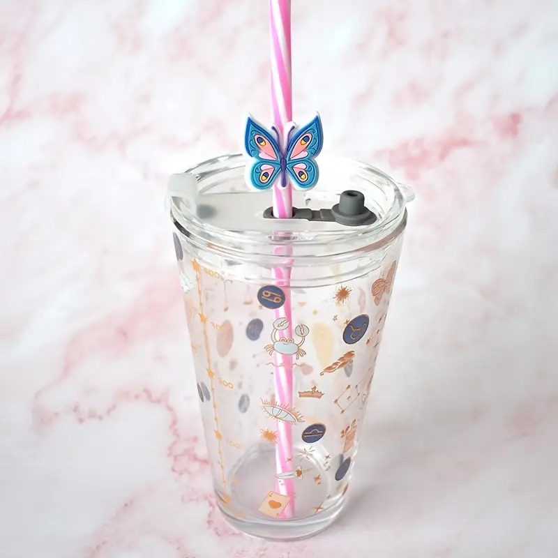 Love Peace Straw Toppers Charms For Tumbles Flower Power Glasses Love Peace  Bar Party Drinking Straw Accessories - Temu
