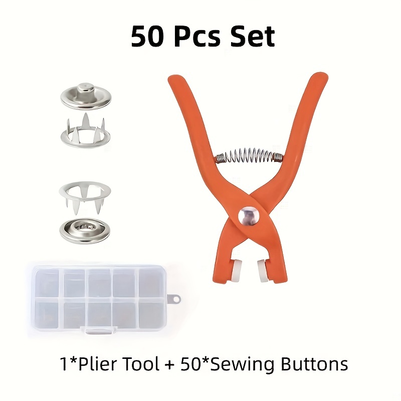 50 Sets Snap Fasteners Tool Buttons Clothing Snaps Sewing Clothes