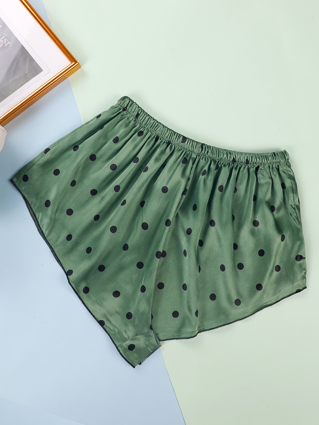 Polka Dot Satin Lace Up Shorts Women's Sleepwear