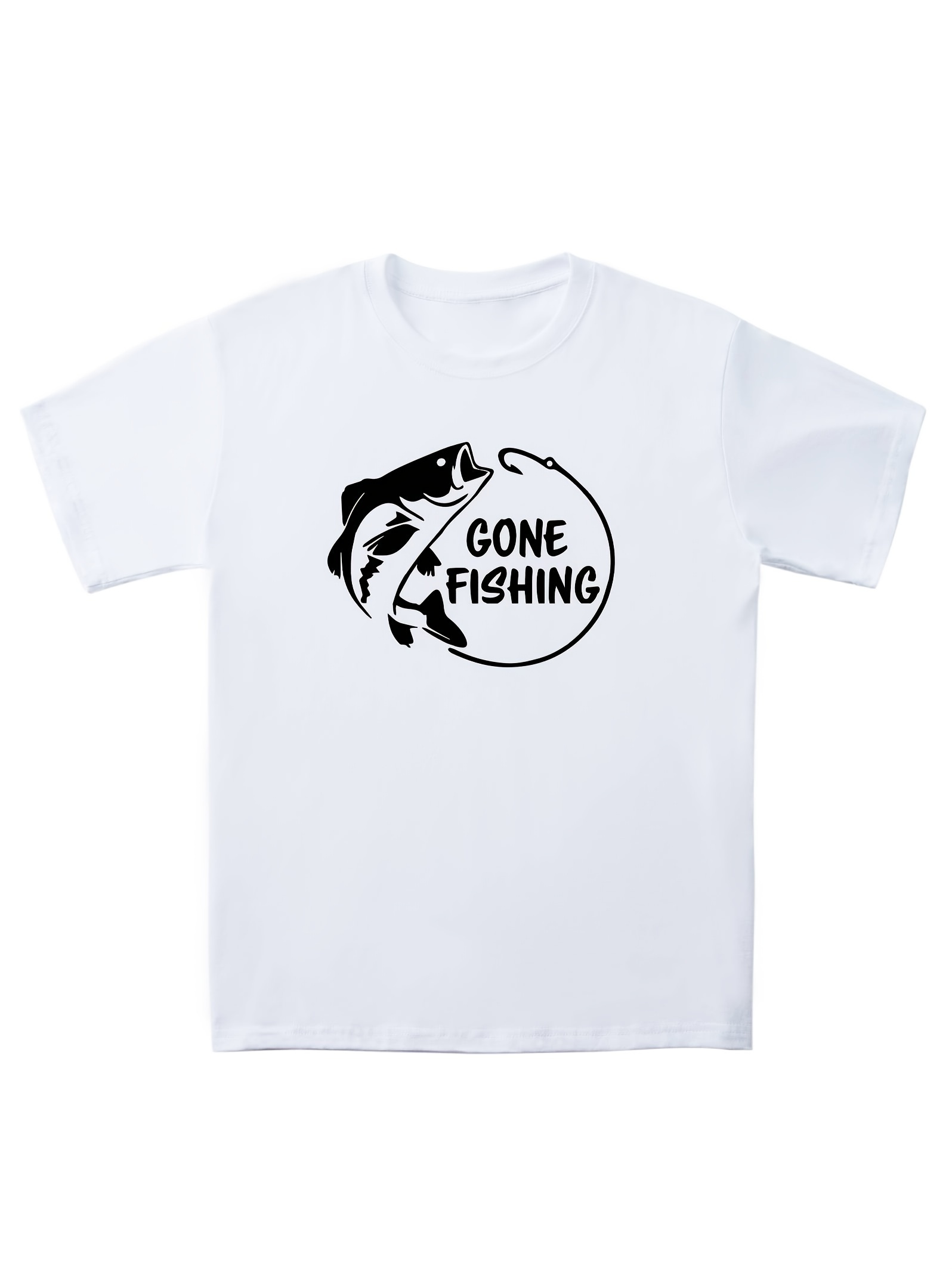 Men's Casual gone Fishing Fish Print Tees Short Sleeve - Temu United  Kingdom