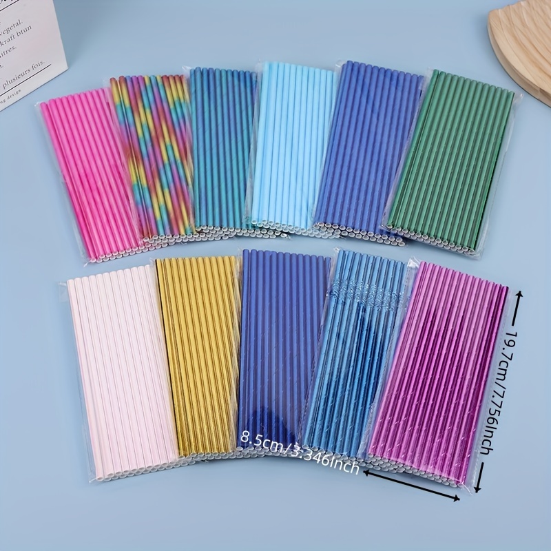 PoypyozzZ reusable straws plastic straws 100pcs Multicolor Disposable  Drinking Straws Home Bar Party Cocktail Drink Straw Multicolor 