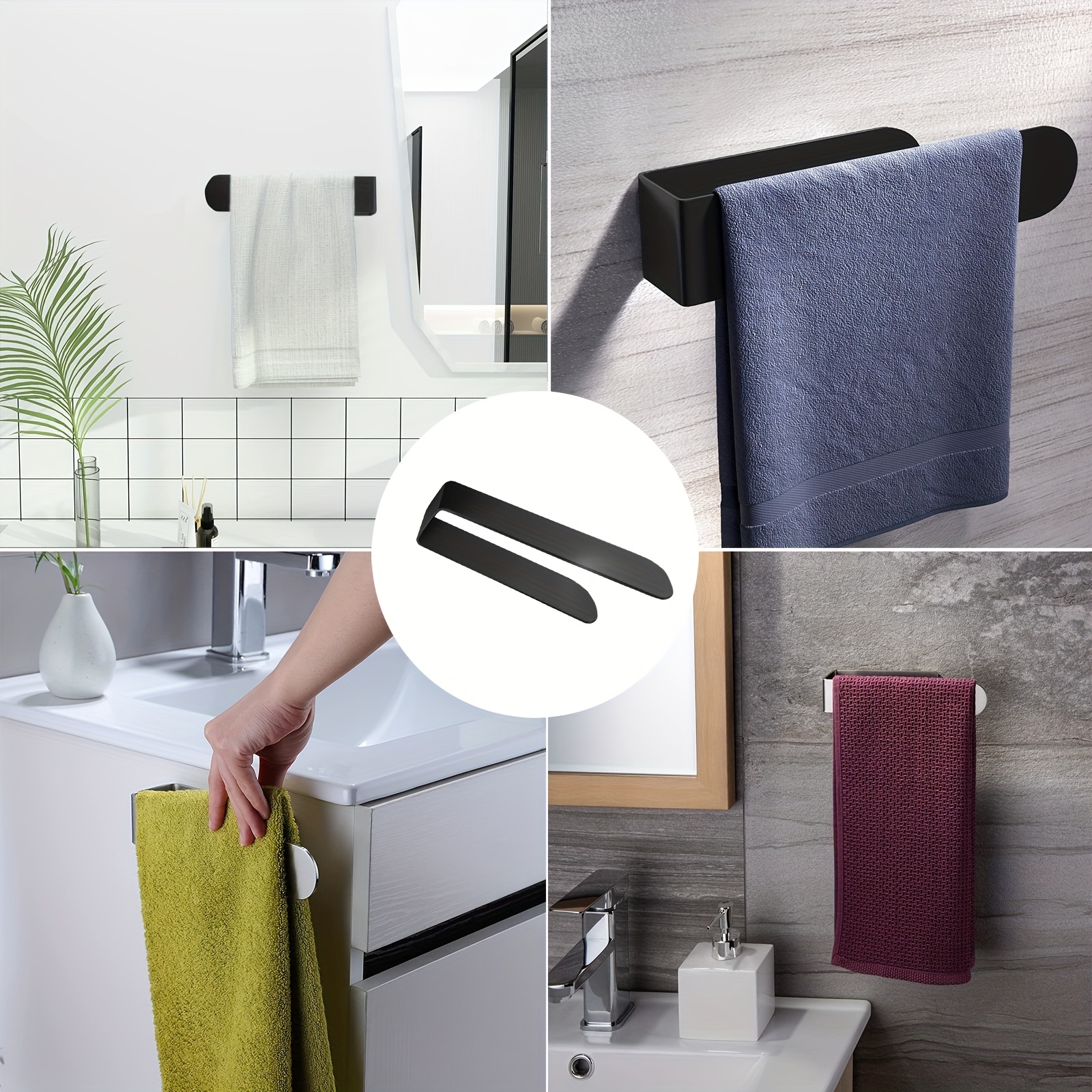 Hand Towel Holder for Bathroom,Black & Gold Hand Towel Bar, SUS304  Stainless Steel Hand Towel
