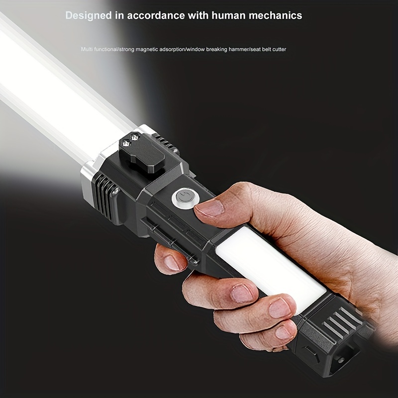 stay safe on the road all in 1 emergency escape hammer with window breaker seatbelt cutter mobile power bank led flashlight details 1