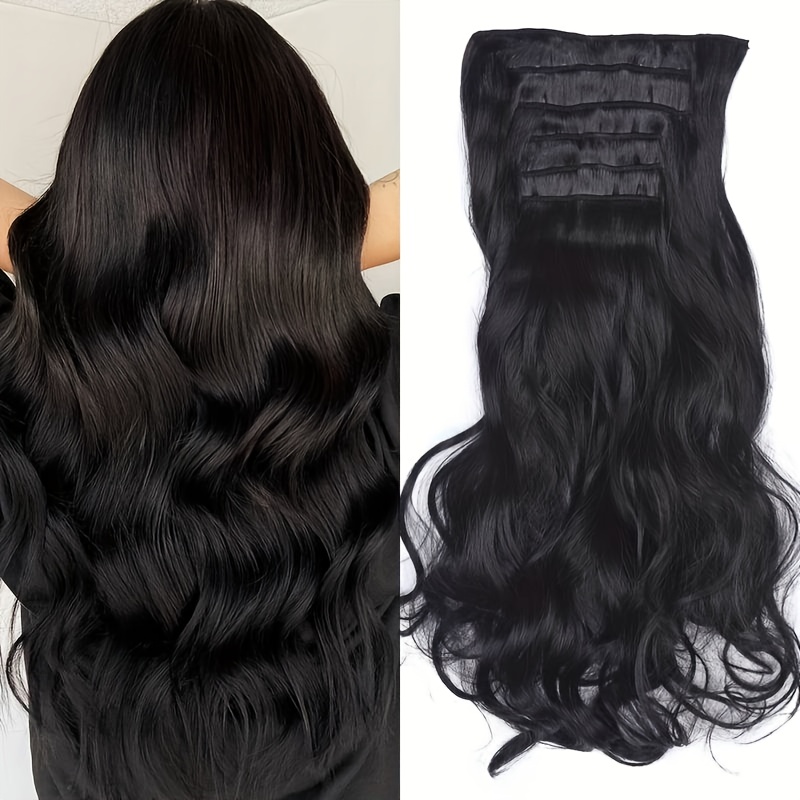 6pcs multi   in body wave hair extensions 18 double weft synthetic heat resistant curly waves for women and girls details 1
