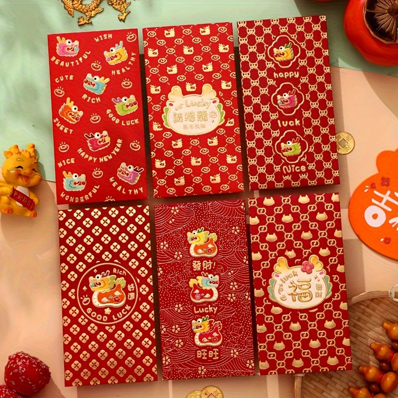2024 Chinese New Year Dragon Red Envelope Dragon Red Envelopes 2024  Greeting Card Mailing Envelopes For Lunar New Year Birthday - AliExpress