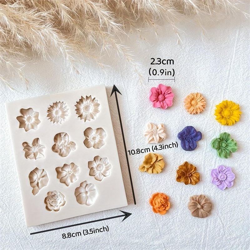 1pc Polymer Clay Flower Molds, Reusable Silicone Clay Molds Designed for  DIY Crafts