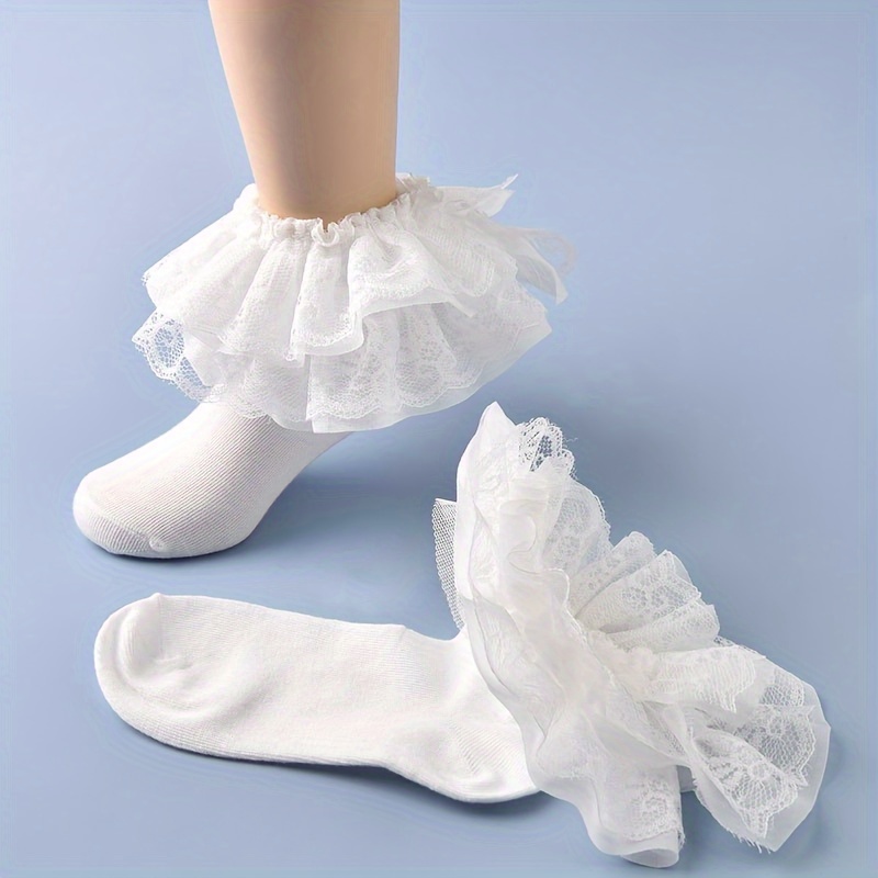  SRYL Women Ankle Socks,Lace Ruffle Frilly Cotton Socks