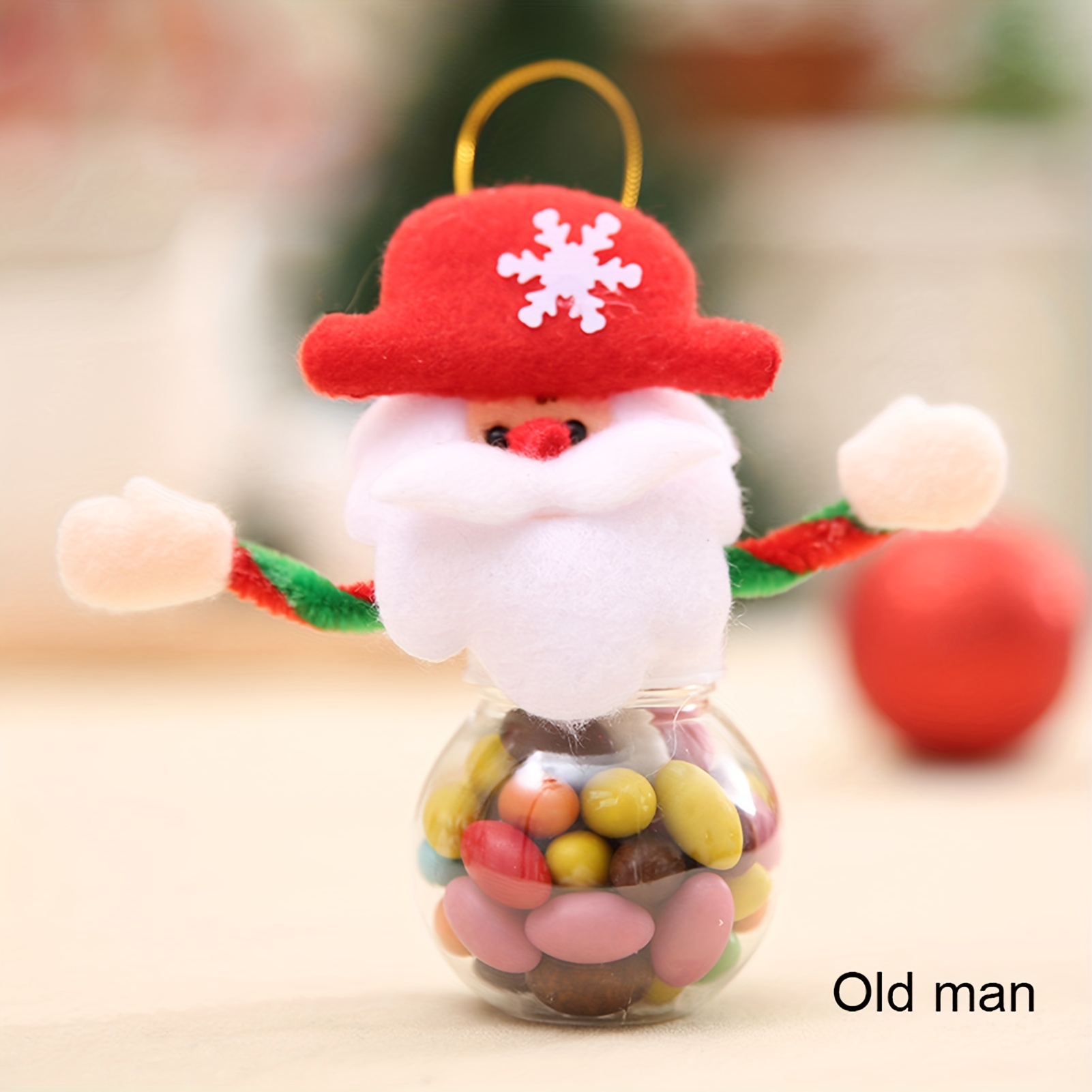 Christmas Candy Jar, Mini Food Storage Container Christmas Santa Claus  Snowman Reindeer Clear Plastic Candy Jar