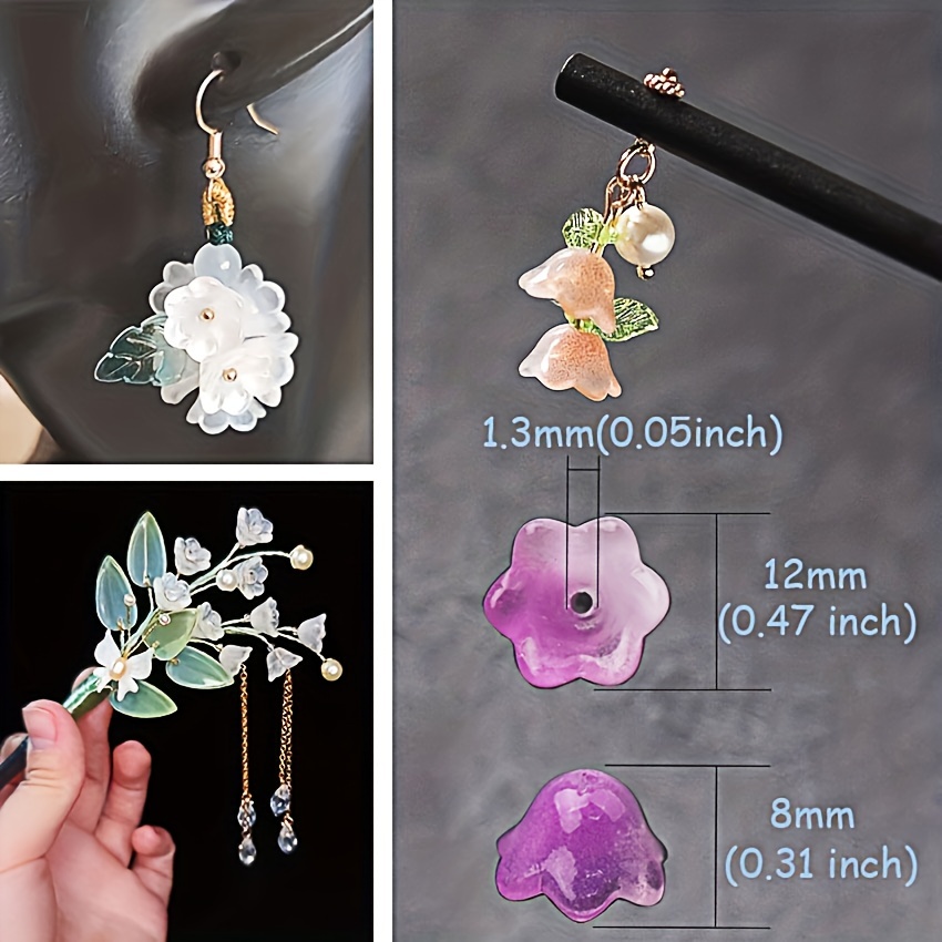 Gradient Bell Orchid Flower Crystal Glass Beads For Diy - Temu