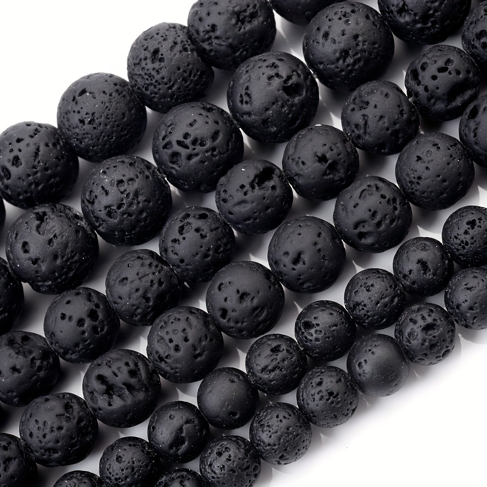 Black Gemstone Natural Stone Beads Bright Glossy Round - Temu