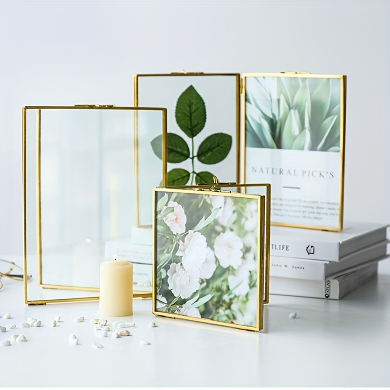 Brass Glass Photo Frame Desktop Decoration Dried Flower - Temu United Arab  Emirates