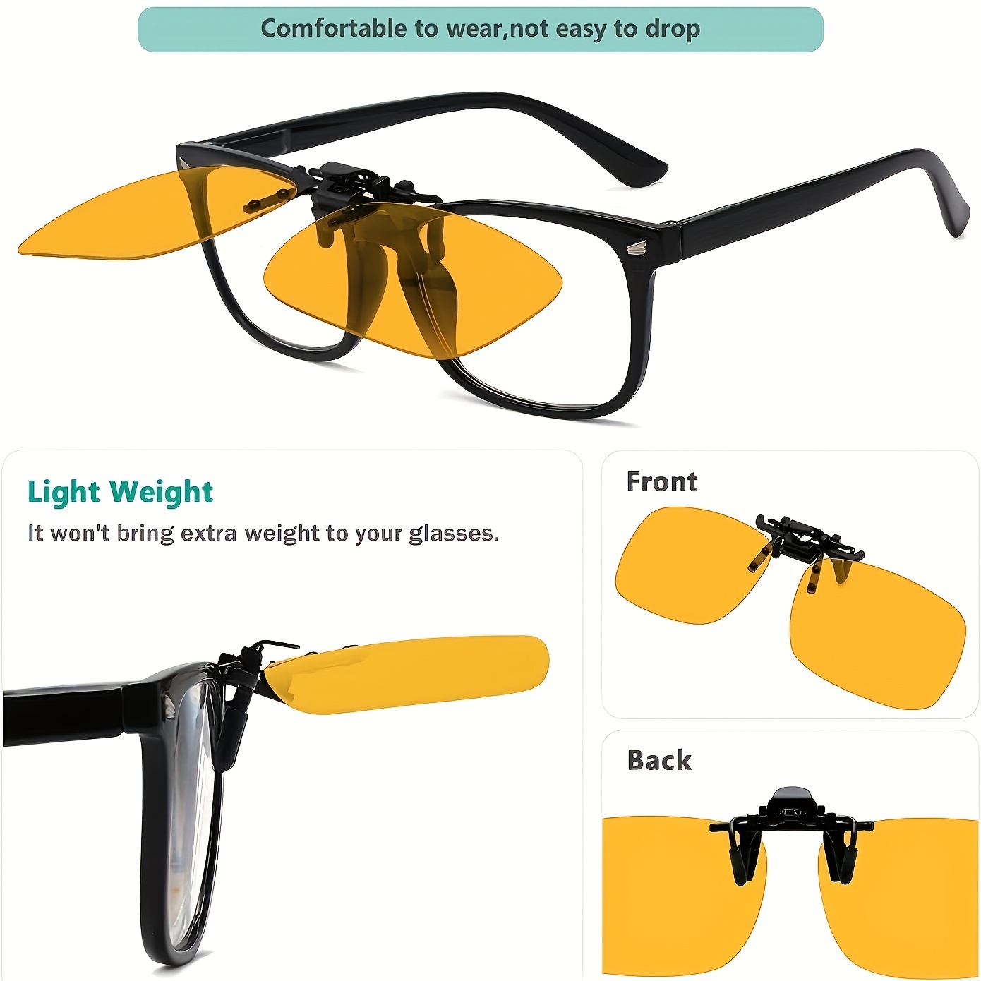 4pcs Clip On Flip Up Rectangular Frame Sunglasses Polarized Driving Glasses  Night Vision Glasses For Driving Anti Dazzling Glasses - Jewelry &  Accessories - Temu