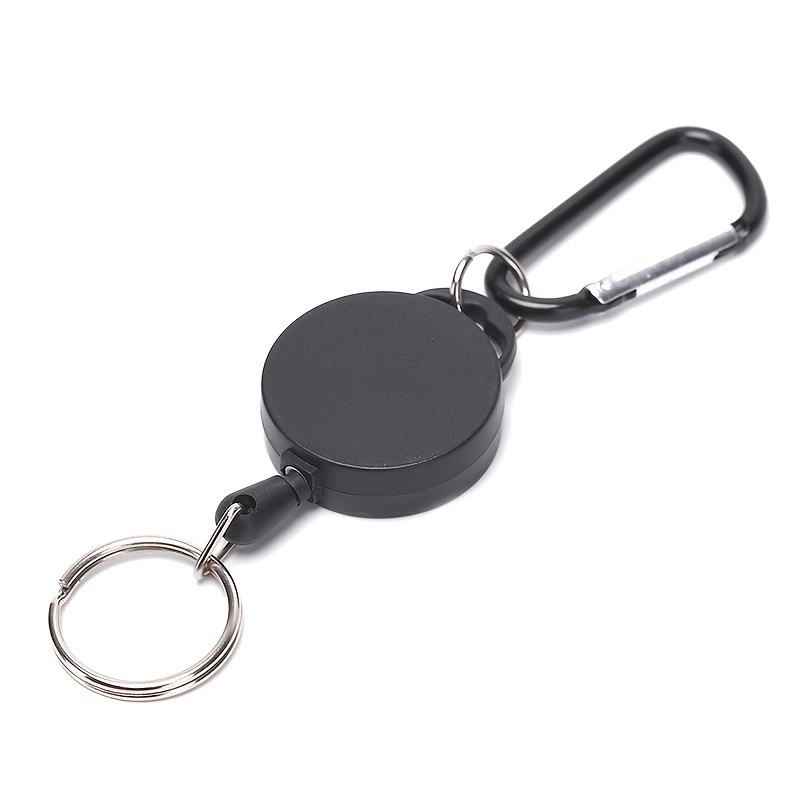 1pc Black Retractable Key Chain Reel Steel Cord Recoil Belt Key Ring Badge  Holder, Today's Best Daily Deals