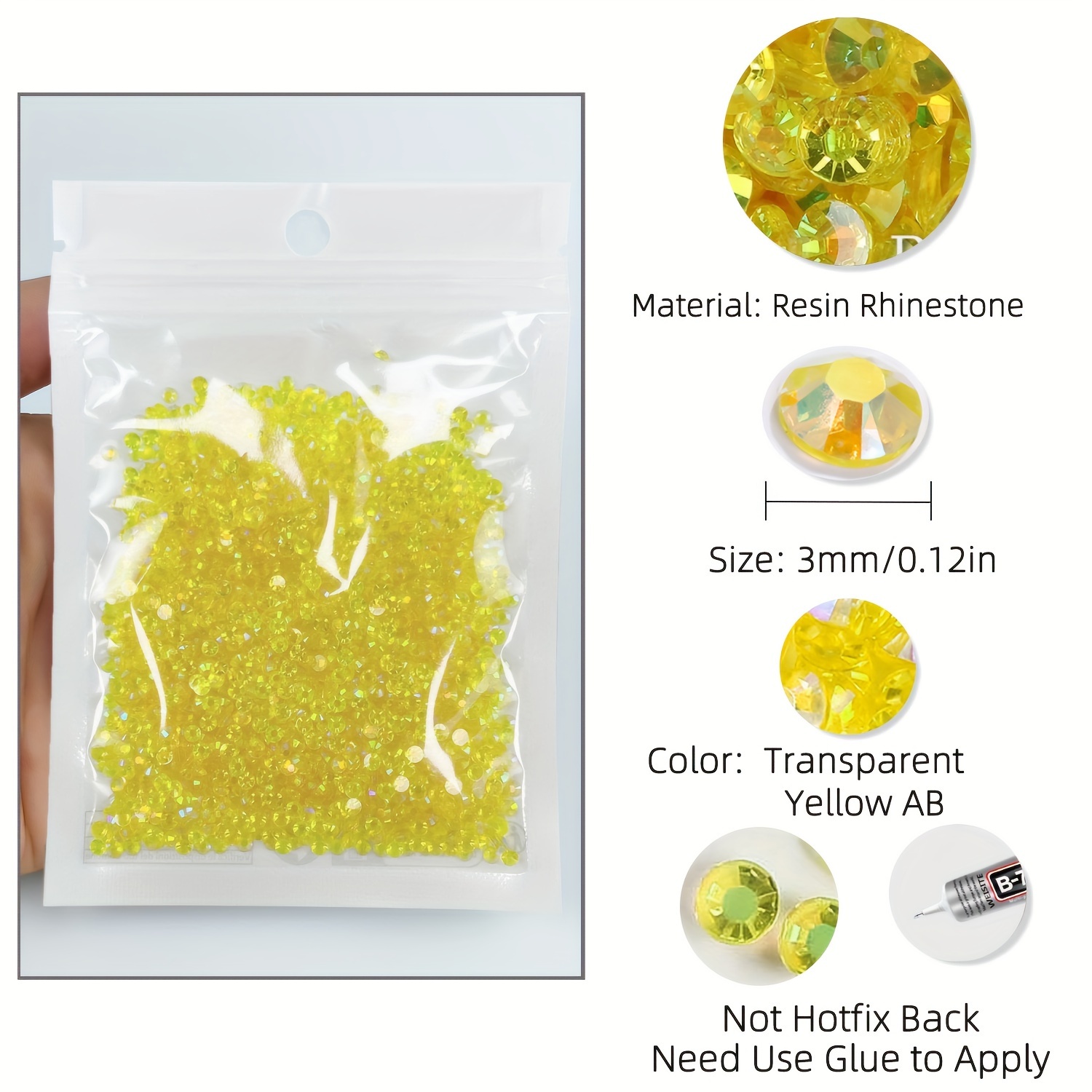 Yellow AB Transparent Resin Rhinestones