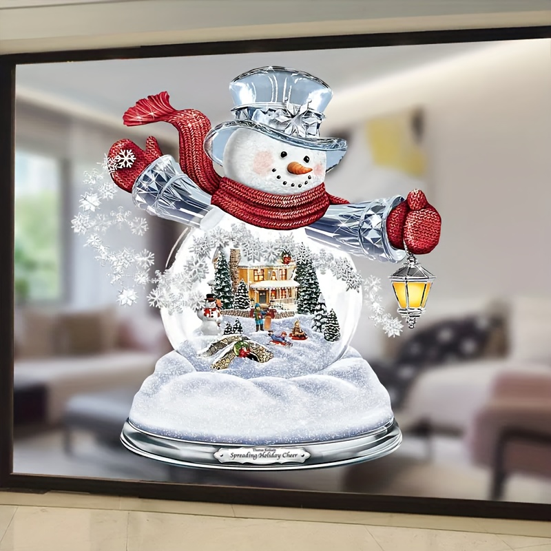 Cartoon Anime Winter Window Sticker White Snowman Christmas - Temu